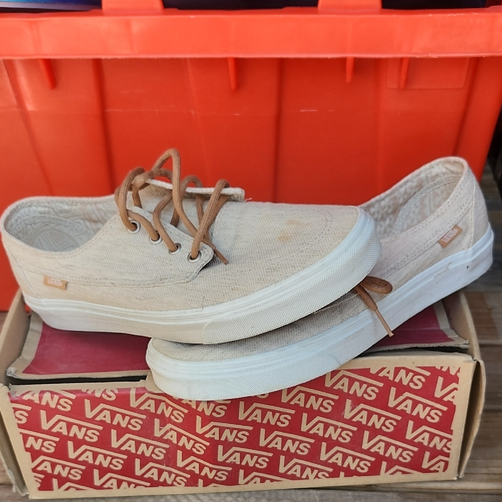 Vans Men's Beige Canvas Sneakers
